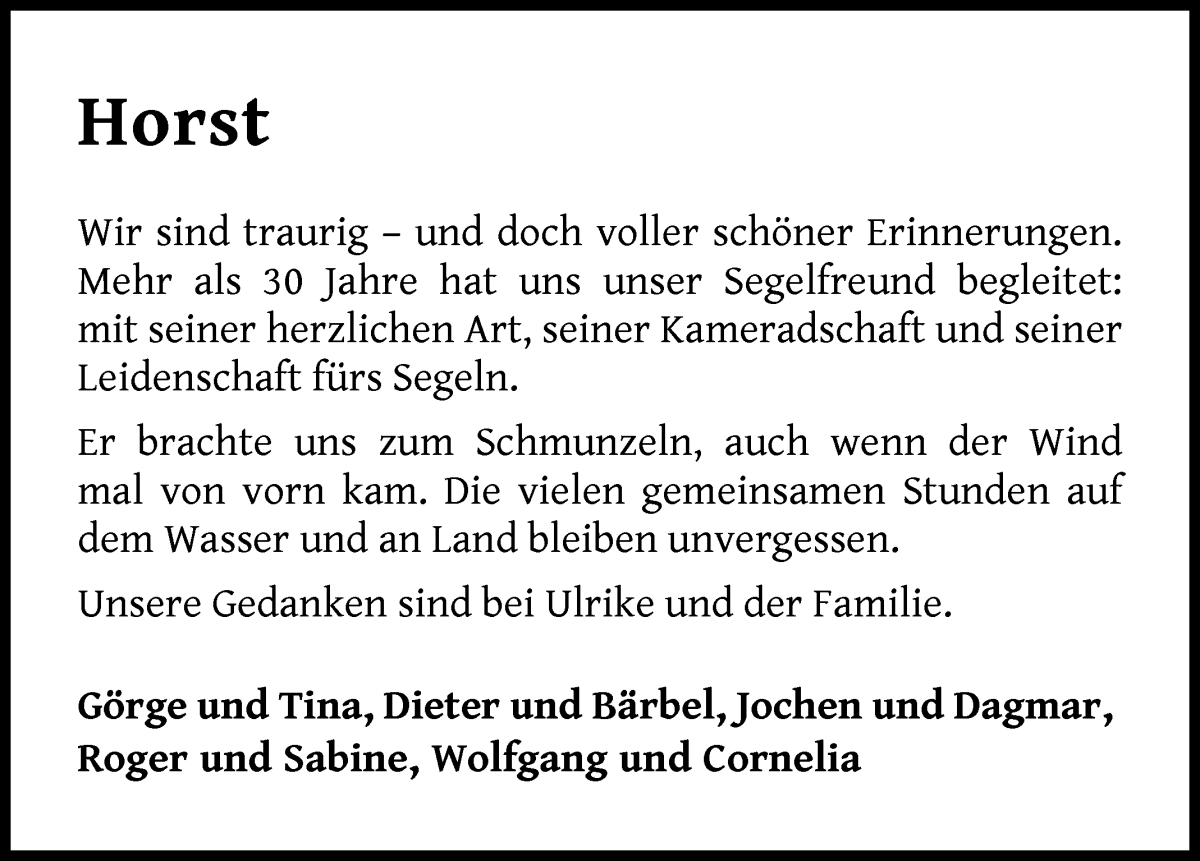 Traueranzeige von Horst Stegert von WESER-KURIER