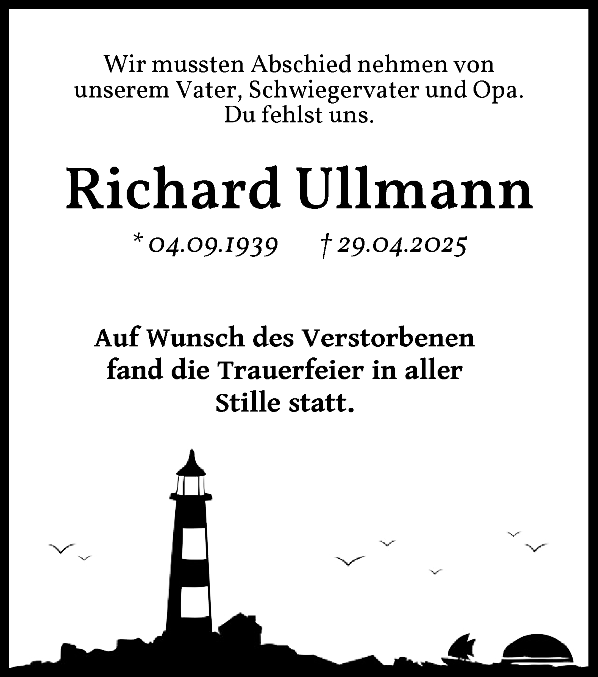 Traueranzeige von Richard Ullmann von WESER-KURIER