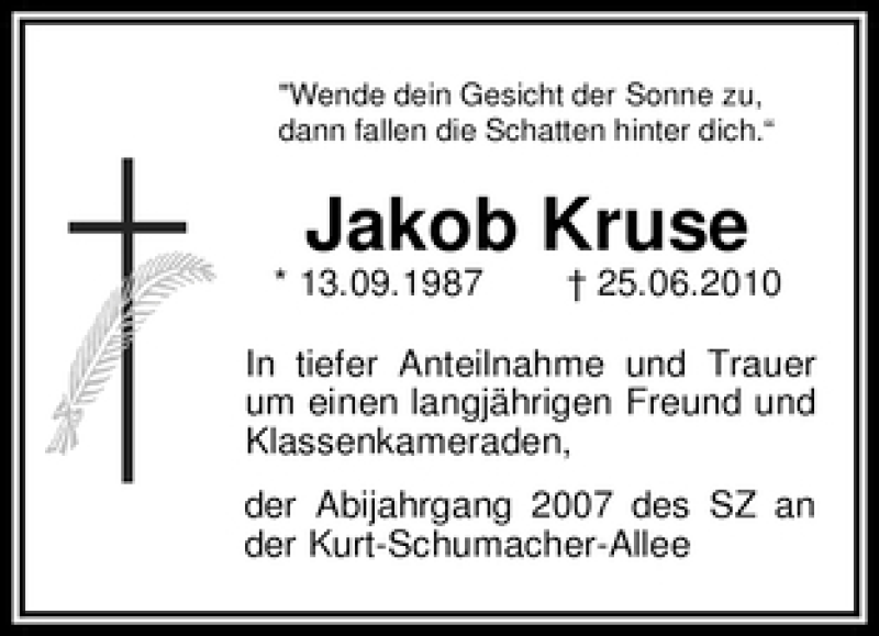 Traueranzeige von Jakob Kruse von WESER-KURIER
