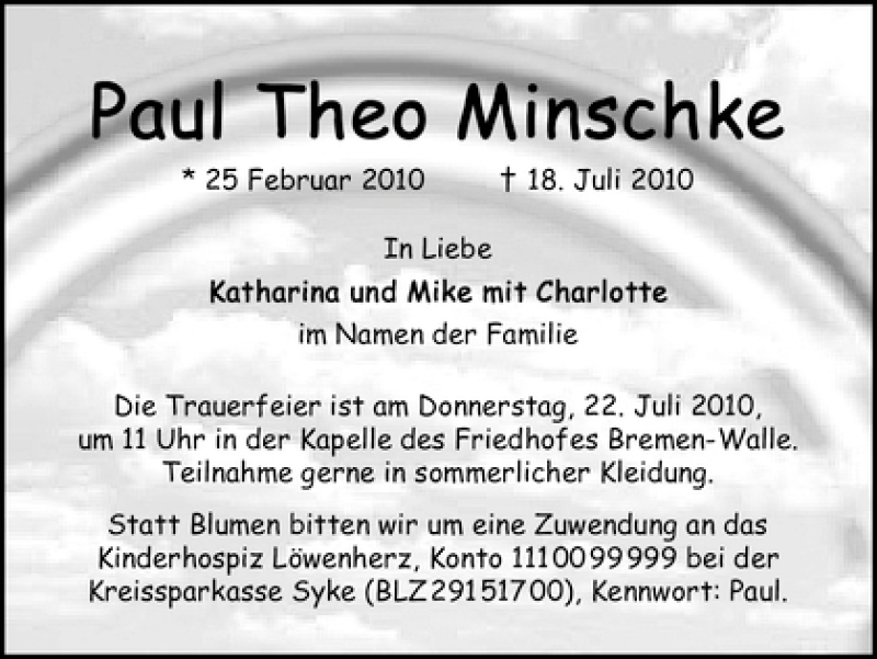 Traueranzeige von Paul Theo Minschke von WESER-KURIER