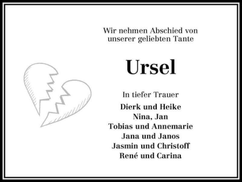 Traueranzeige von Ursel Stackelies von WESER-KURIER