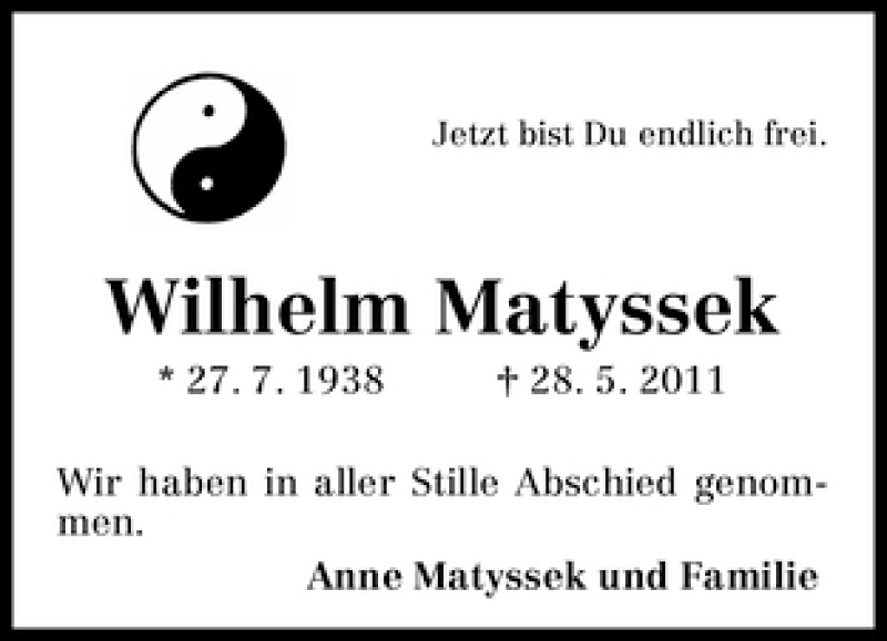 Traueranzeige von Wilhelm Matyssek von WESER-KURIER