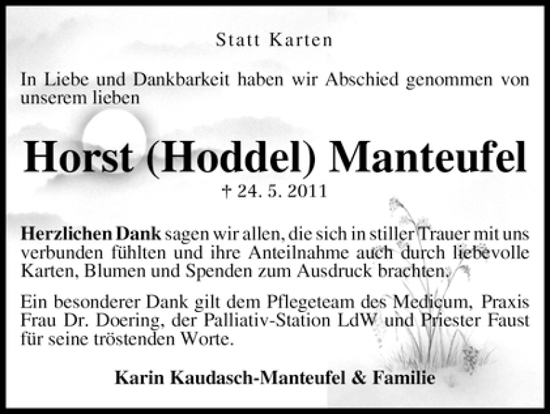 Traueranzeige von Horst Manteufel von WESER-KURIER