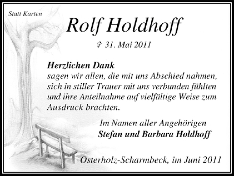 Traueranzeige von Rolf Holdhoff von WESER-KURIER