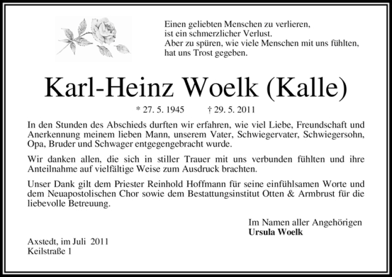 Traueranzeige von Karl-Heinz Woelk von WESER-KURIER