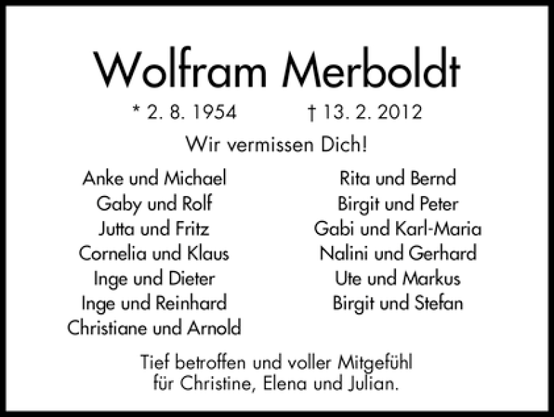 Traueranzeige von Wolfram Merboldt von WESER-KURIER