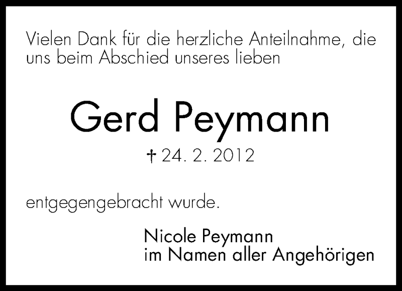 Traueranzeige von Gerd Peymann von WESER-KURIER