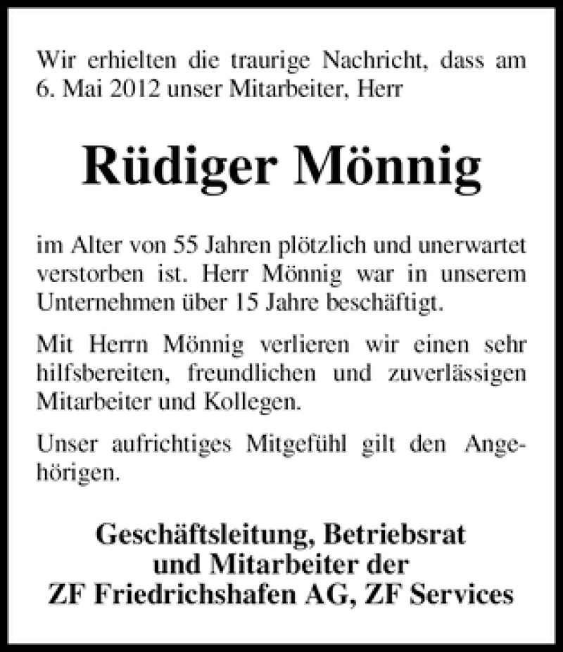 Traueranzeige von Rüdiger Mönnig von WESER-KURIER