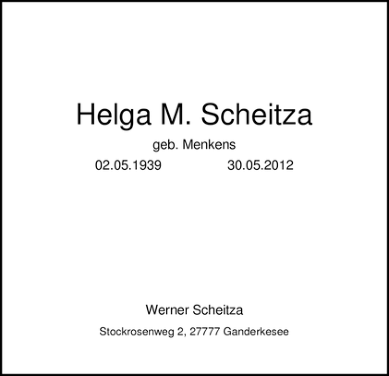 Traueranzeige von Helga Scheitza von WESER-KURIER
