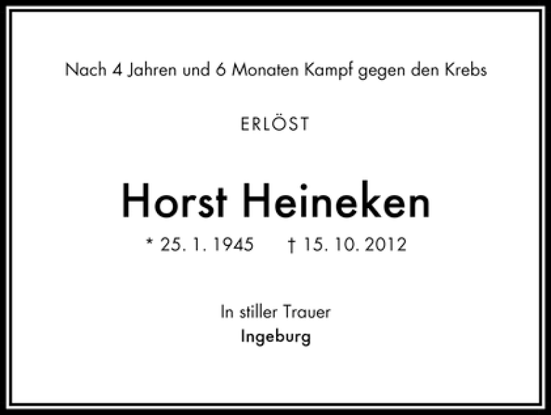 Traueranzeige von Horst Heineken von WESER-KURIER