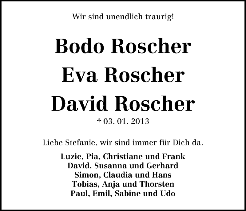 Traueranzeige von Bodo   Roscher von WESER-KURIER