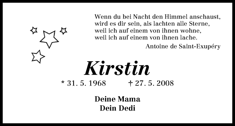 Traueranzeige von Kirstin Dietzel von WESER-KURIER