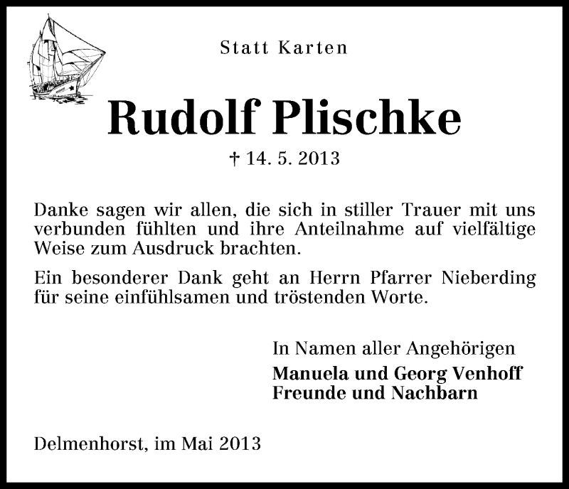 Traueranzeige von Rudolf Plischke von WESER-KURIER
