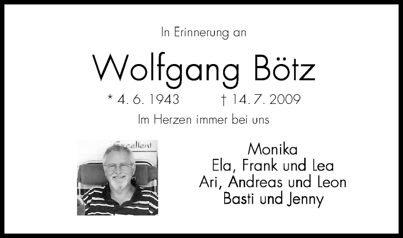 Traueranzeige von Wolfgang Bötz von WESER-KURIER