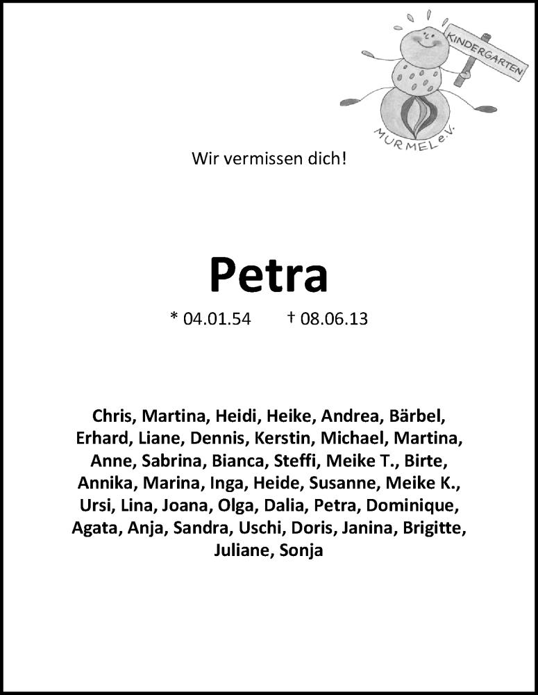 Traueranzeige von Petra Kirchherr von WESER-KURIER