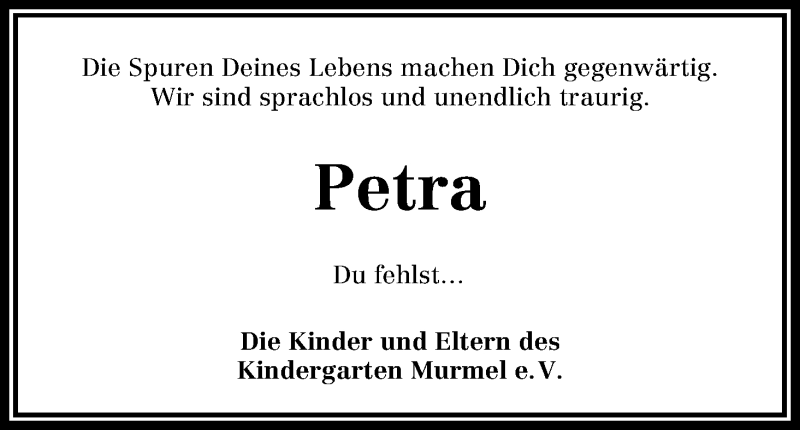 Traueranzeige von Petra Kirchherr von WESER-KURIER