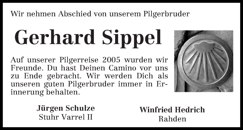 Traueranzeige von Gerhard Sippel von WESER-KURIER