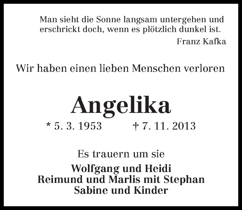 Traueranzeige von Angelika Keinke von WESER-KURIER
