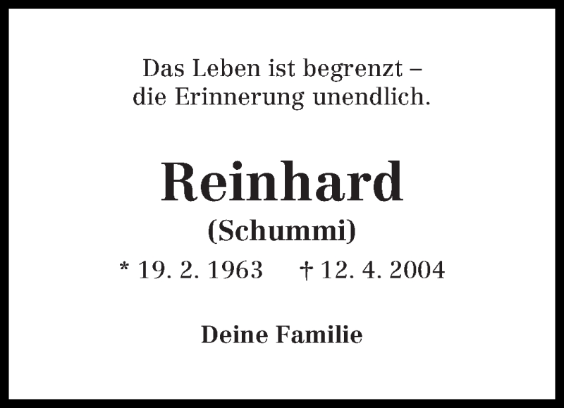 Traueranzeige von Reinhard  von Wuemme Zeitung