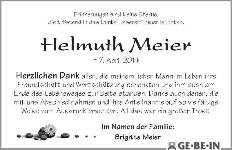Traueranzeige von Helmuth Meier von WESER-KURIER