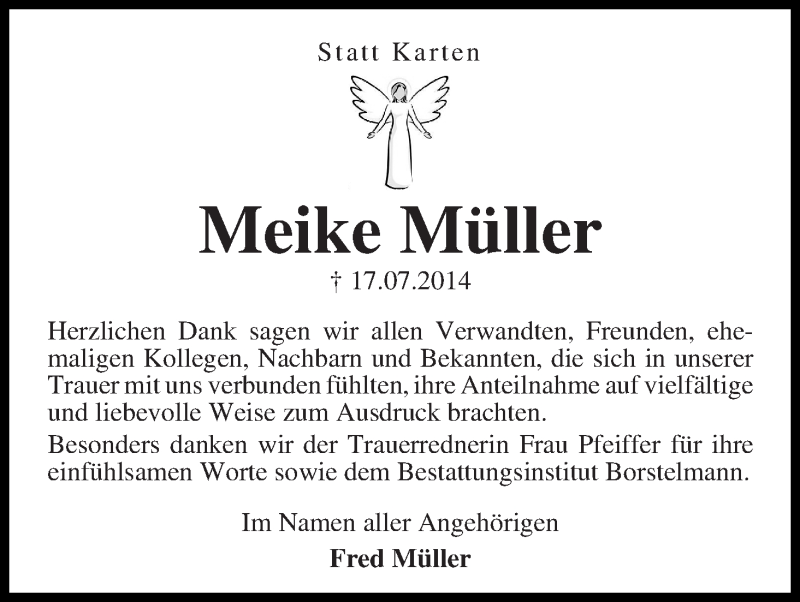 Traueranzeige von Meike Müller von WESER-KURIER